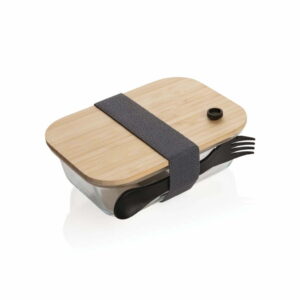 Stiklinė pietų dėžutė su bambuko dangteliu