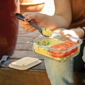 Stiklinė pietų dėžutė su bambuko dangteliu