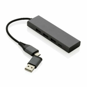 Terra RCS perdirbtas aliuminio USB šakotuvas su 3 USB prievadais