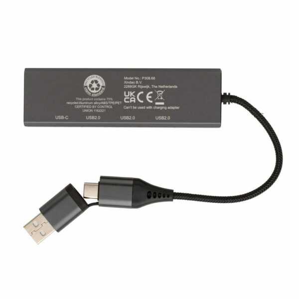 Terra RCS perdirbtas aliuminio USB šakotuvas su 3 USB prievadais - Image 5