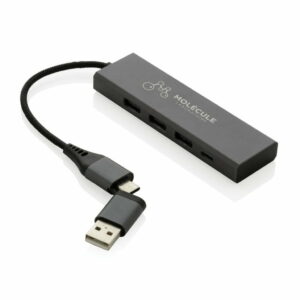 Terra RCS perdirbtas aliuminio USB šakotuvas su 3 USB prievadais
