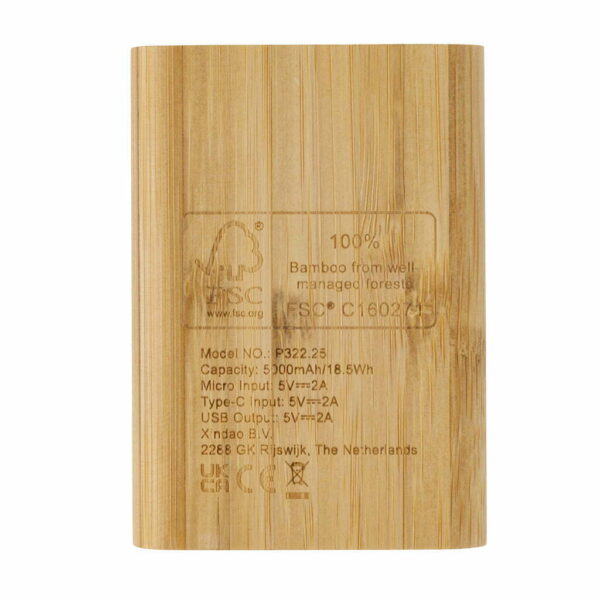 FSC® sertifikuoto bambuko išorinis įkroviklis 5 000 mAh - Image 6