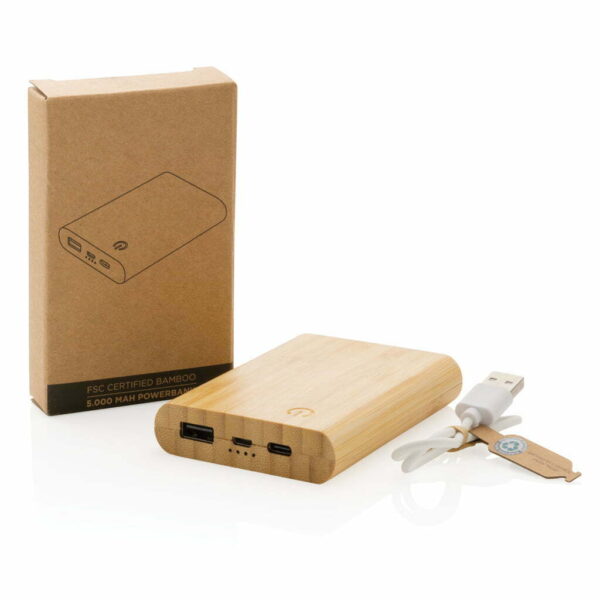 FSC® sertifikuoto bambuko išorinis įkroviklis 5 000 mAh - Image 12