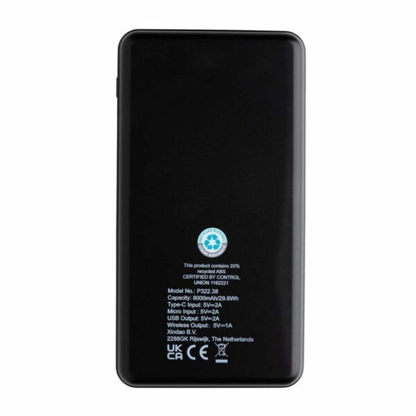 FSC® ir RCS perdirbto plastiko bei bambuko belaidis įkroviklis 8 000 mAh - Image 5