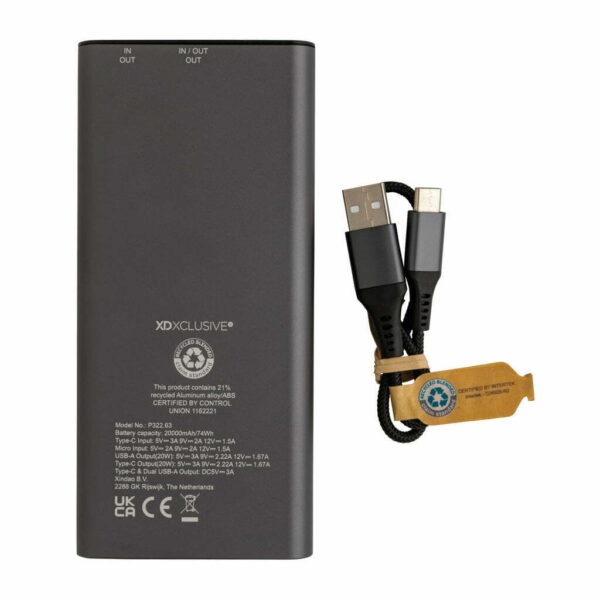 Terra RCS perdirbtas 20W aliuminio išorinis įkroviklis 20 000 mAh - Image 6
