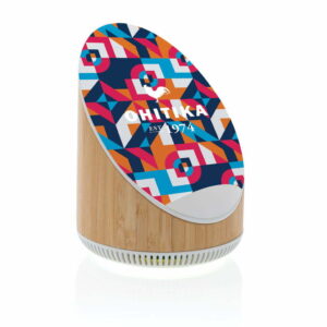 Ovate bambukinė 5W kolonėlė su 15W belaidžiu įkrovikliu