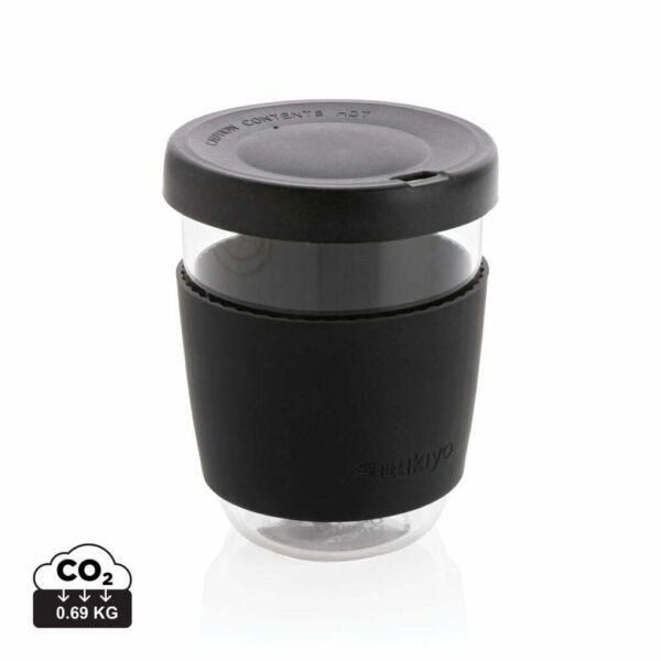 Ukiyo stiklinis puodelis su silikoniniu dangteliu 360 ml
