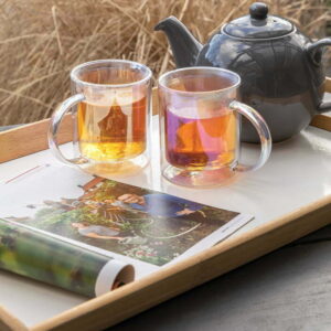 Deluxe dvigubų sienelių elektroplanuotas stiklinis puodelis