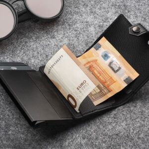 RFID odinė piniginė su dėklu kortelėms