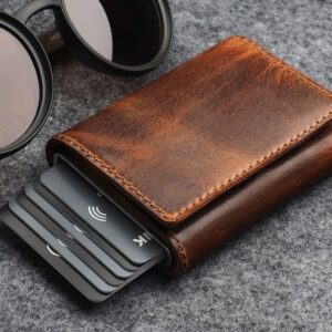 Sendintos odos RFID piniginė su kortelių dėklu