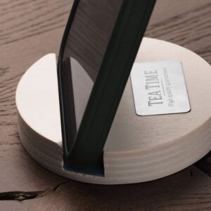 Apvalus medinis telefono laikiklis