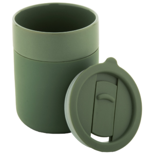 Silikonu dengtas keramikinis puodelis, 300 ml.