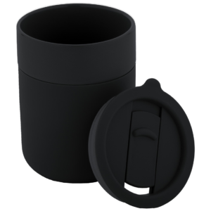 Silikonu dengtas keramikinis puodelis, 300 ml.