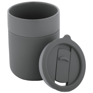 Silikonu dengtas keramikinis puodelis, 300 ml.