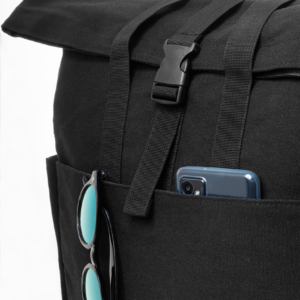 Perdirbtos medvilnės kuprinė su sagtimi