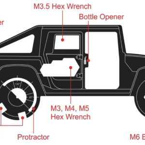 Džipo formos multifunkcinis įrankis